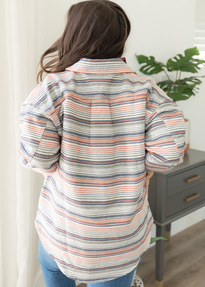 Thea Ivory Striped Shacket
