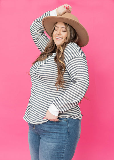 Hope Navy Striped Top
