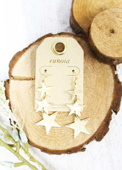 Falling Stars Gold Drop Earrings