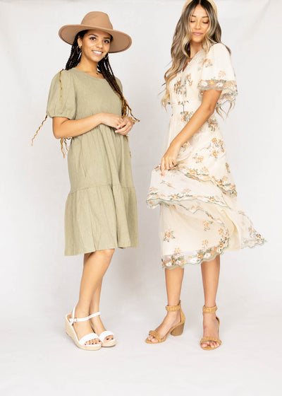 Wild Flower Taupe Dress