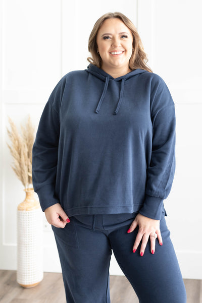 Plus size navy set with long sleeves and a hood