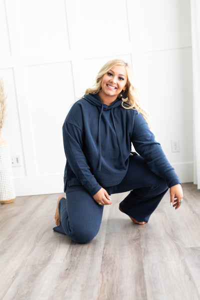 Long sleeve plus size navy set