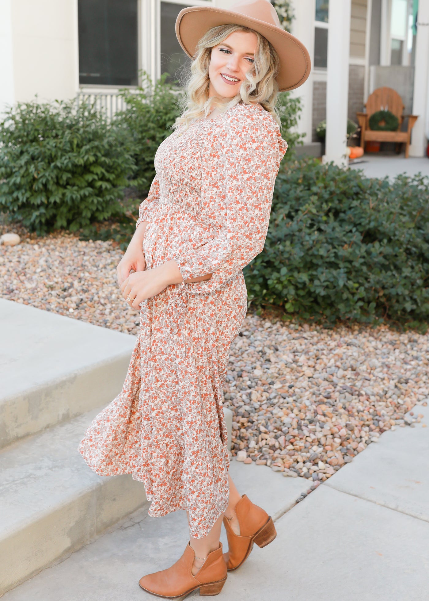 Zoe Rust Floral Dress