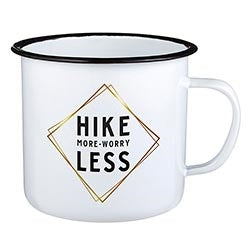 Hike More White Enamel Mug