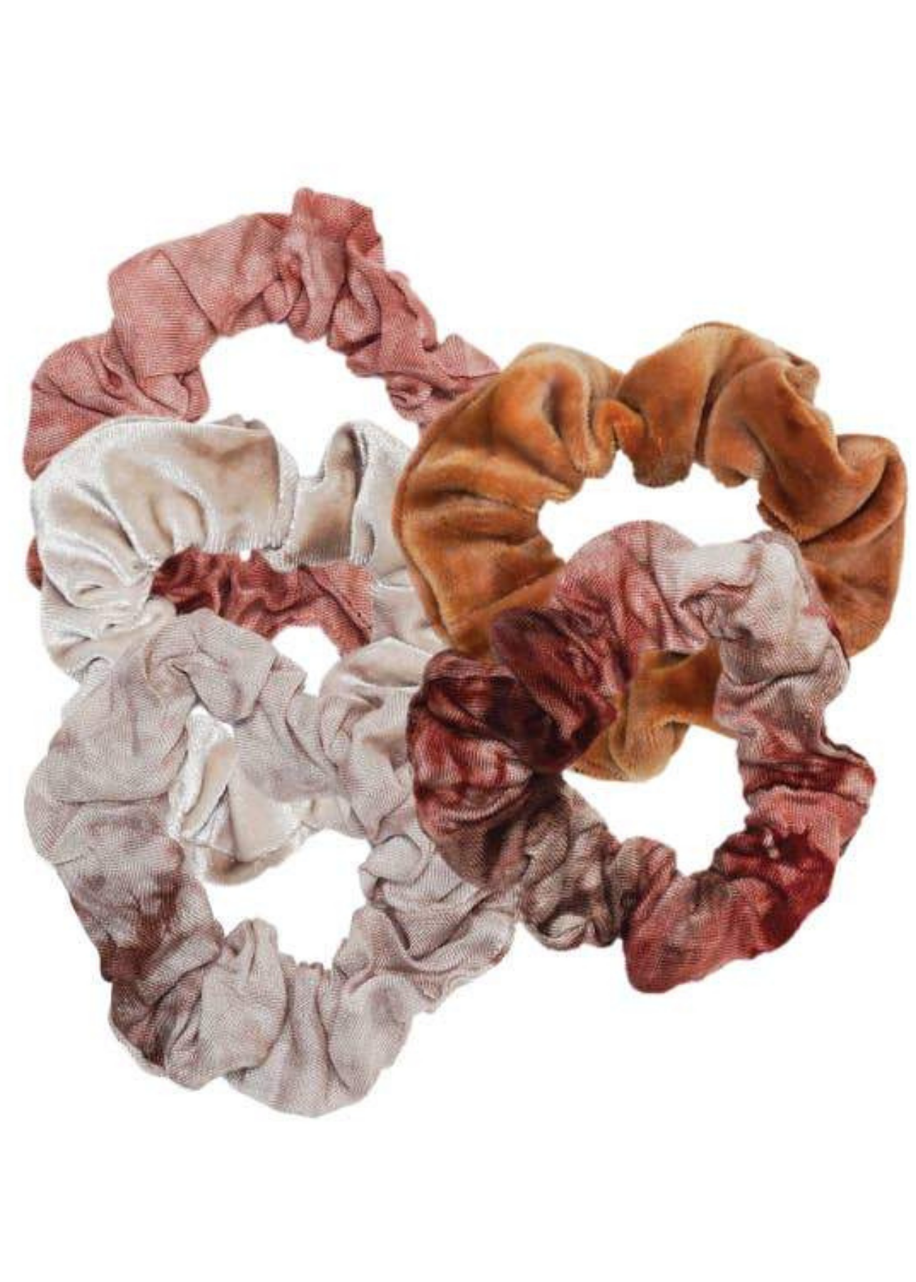 Rust Tie Dye Scrunchies 5-Pack