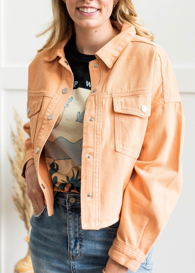 Long sleeve orange jean jacket