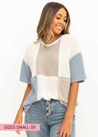 Blue knit top