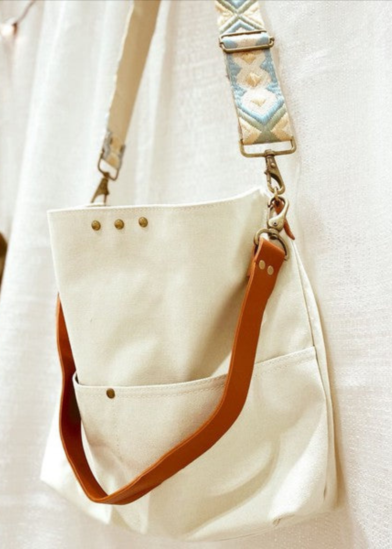 Simone Cream Slouchy Crossbody Bag