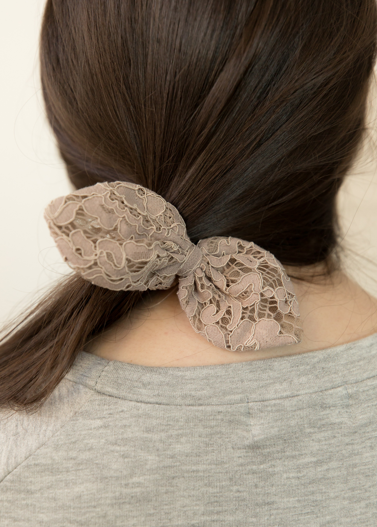 Cassia Taupe Lace Scrunchie