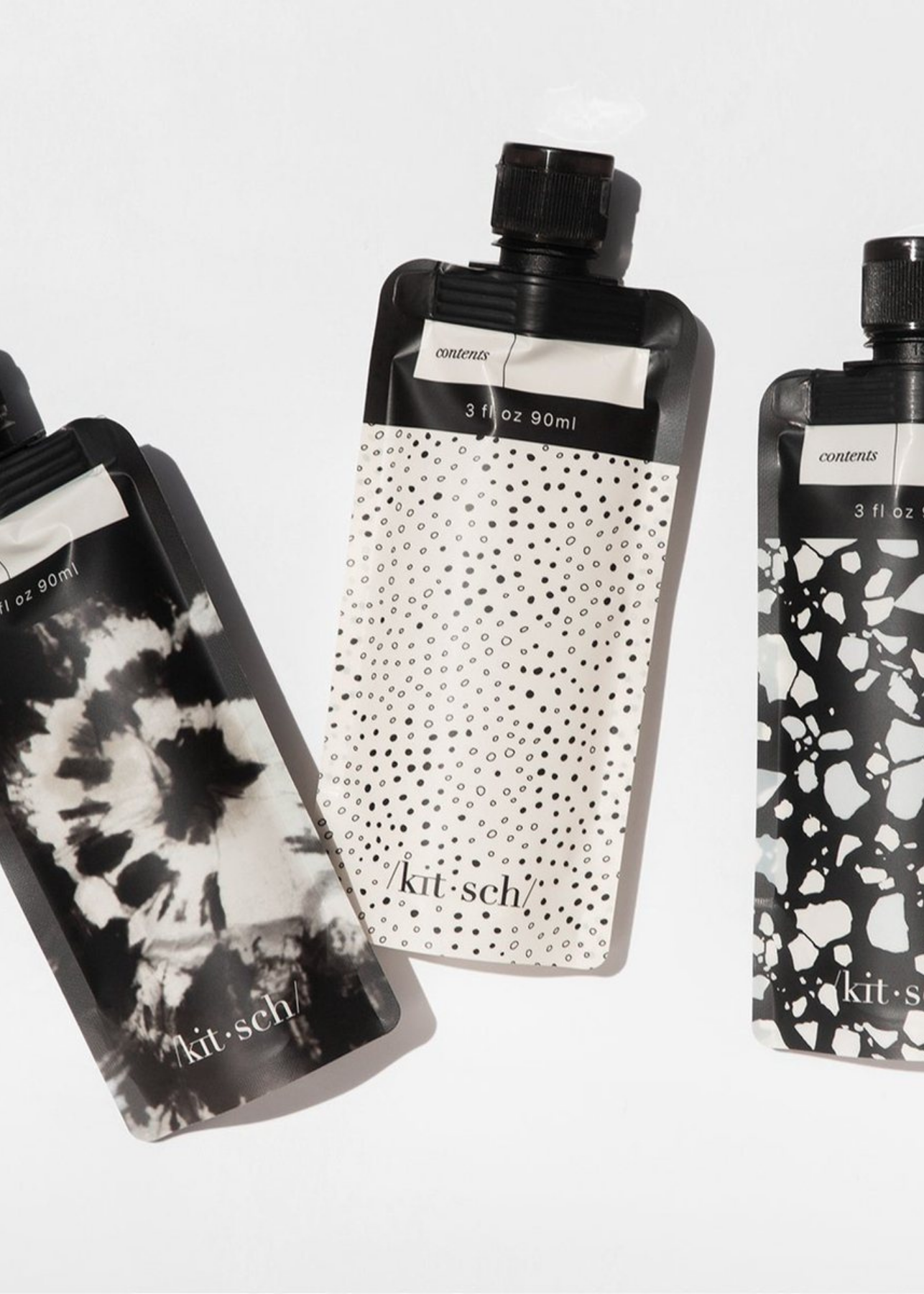Black and Ivory Travel Pouches 3pc Set