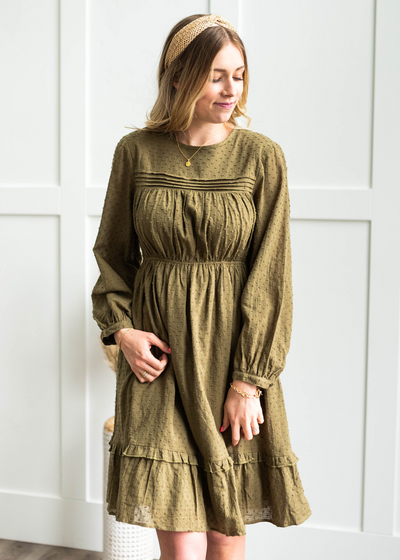 Long sleeve olive dress