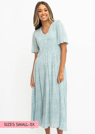 Sage floral dress