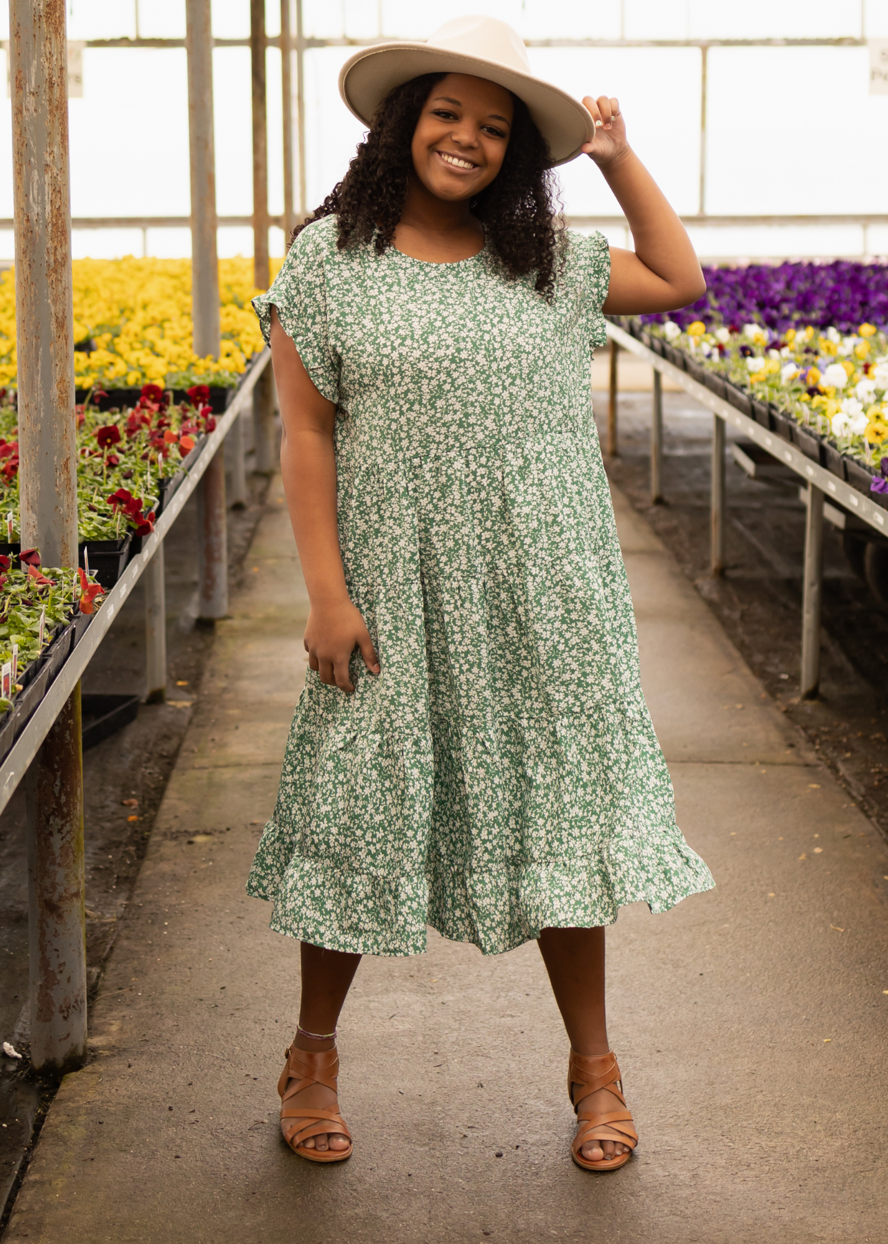 Green floral dress