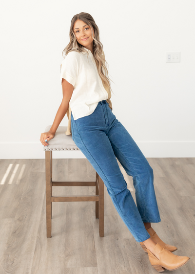 Eira Blue Suede Pants
