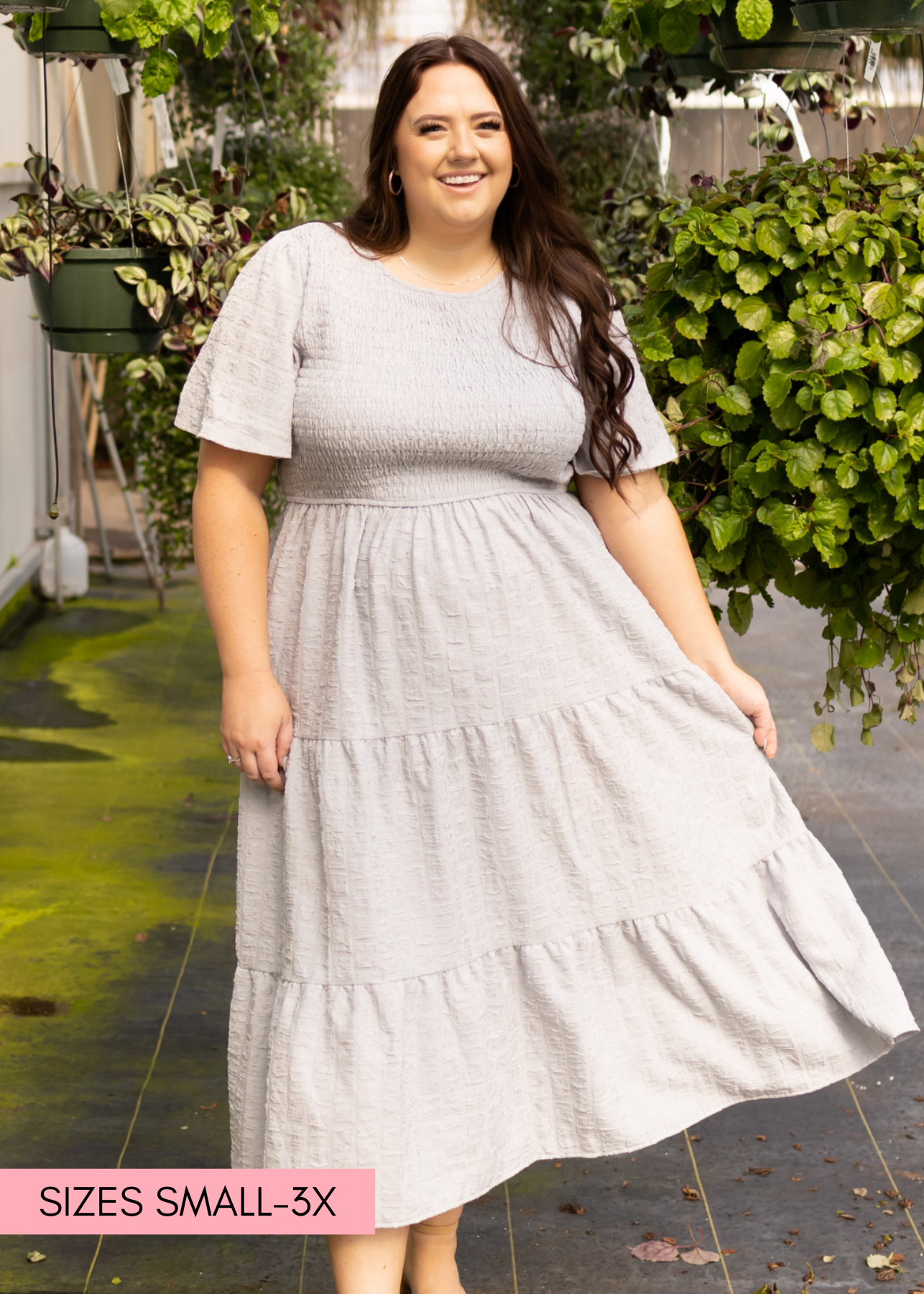 Plus size grey short sleeve dress