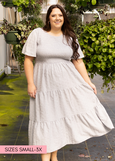 Plus size grey short sleeve dress